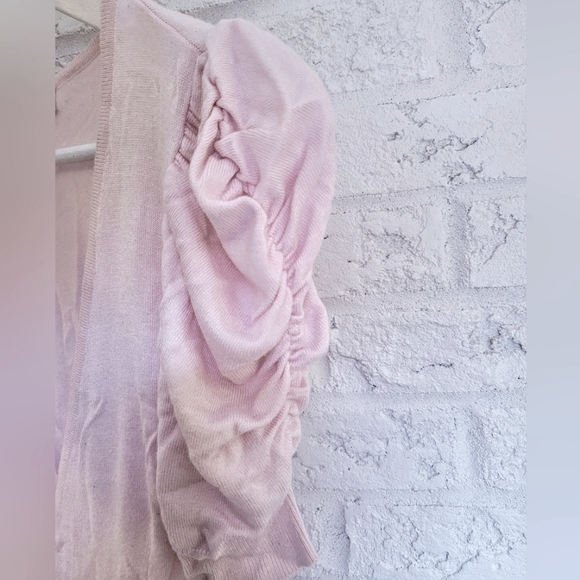 Pink Puff-Sleeve Cardigan - Picture 2 of 5